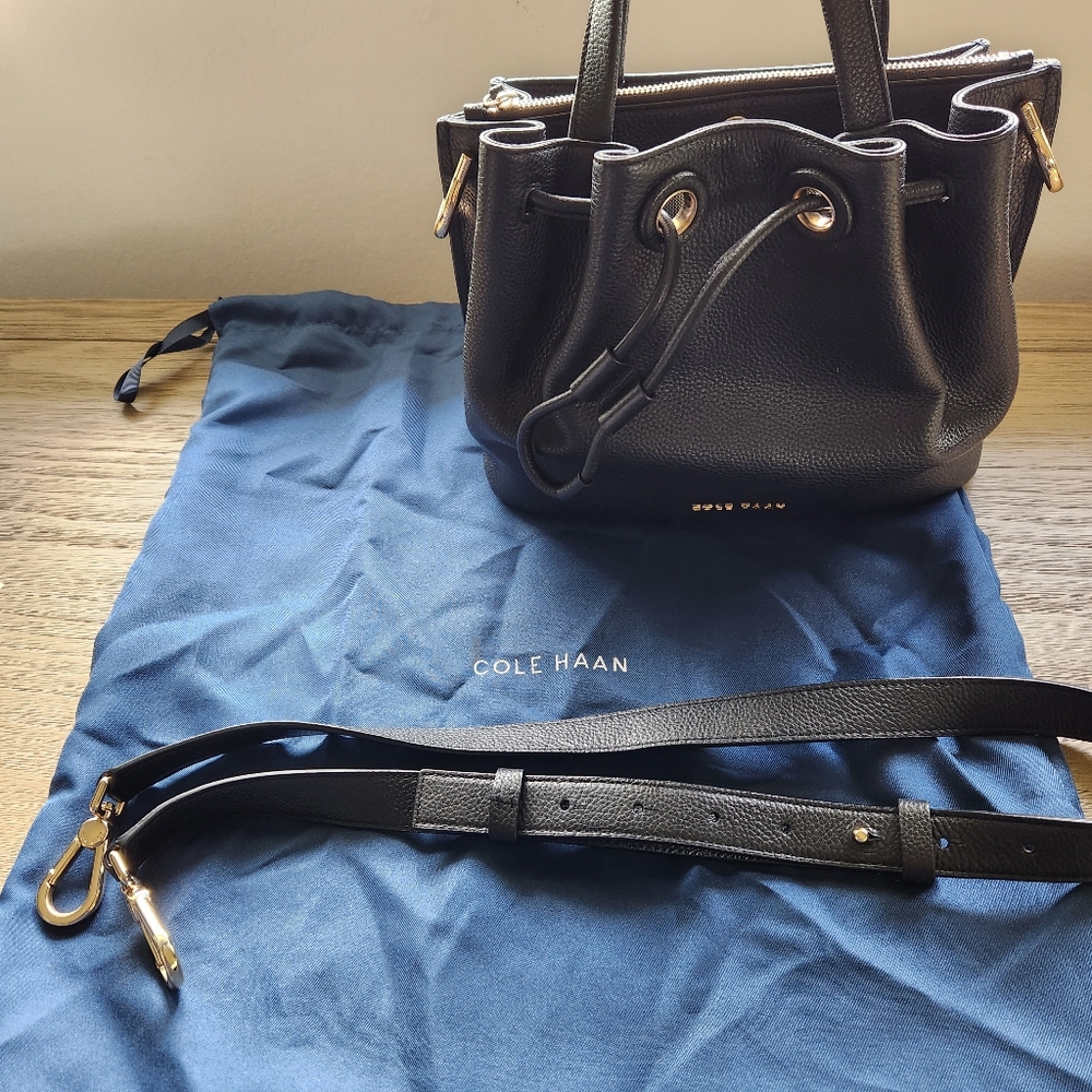 Cole Hann Grand Series Leather Small Bucket Bag
